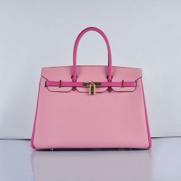 Hermes 6089 Birkin 35CM Tote Bags Pink Leather Glod
